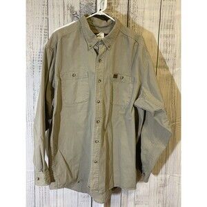 Wrangler Riggs Workwear Long Sleeve Shirt Men’s XXL Khaki Heavyweight